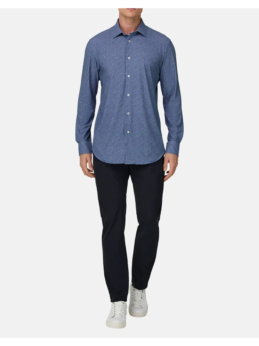Boggi Milano Slim Fit Stretch Shirt Y2K cotton Italy Blue Large A008117